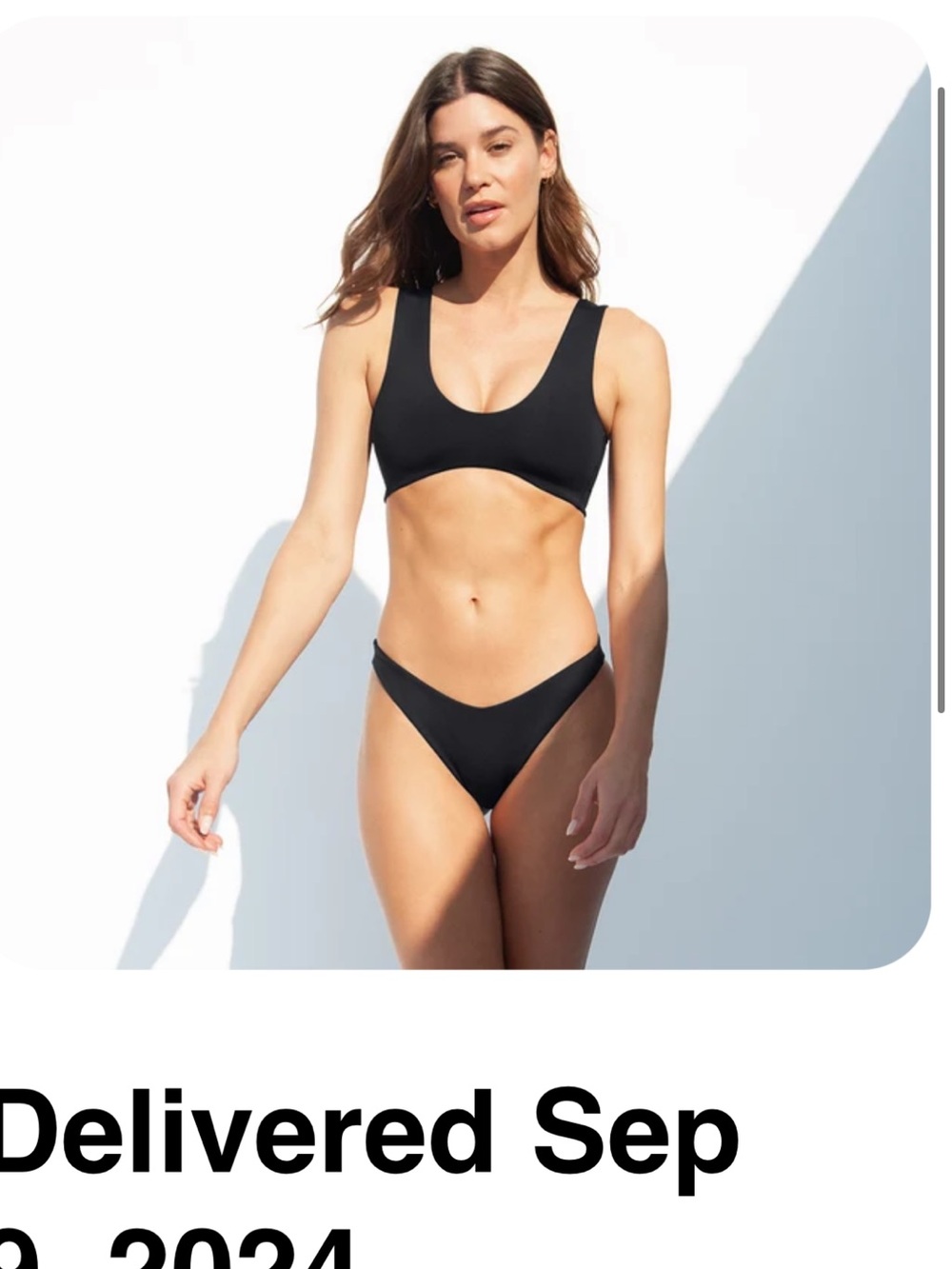 Left On Friday Solid Black Scoop Bikini Top Sm M
